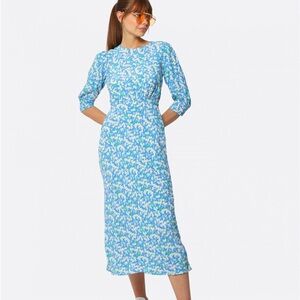 RIXO Blue and White Floral Dress